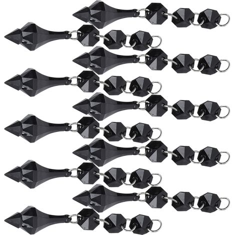 Lot de 10 pendentifs en cristal coniques en acrylique, ornements irréguliers à perles, décoration de lampe DIY, noir (1/5)