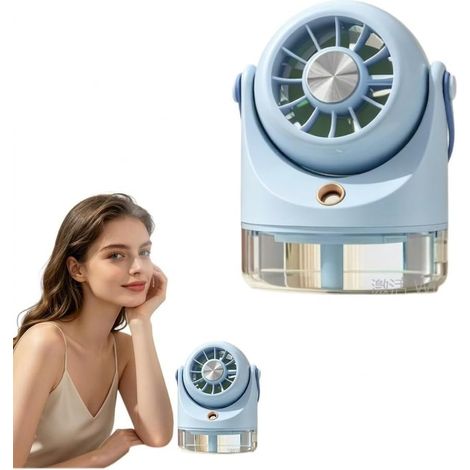 Mini ventilateur de bureau rechargeable par USB avec fonction brumisation (1/5)