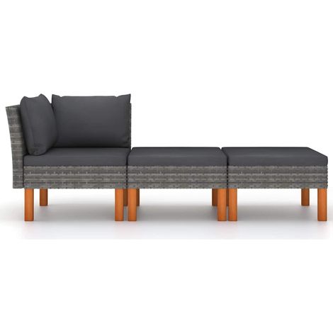 Maison Exclusive - 3-tlg. Garten-Lounge-Set Poly Rattan und Eukal (1/5)