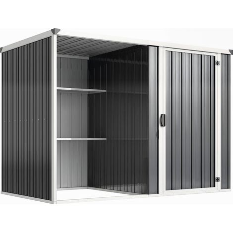 Capanno Box da Giardino 231x125x162 cm Porta Bloccabile in Acciaio Zincato Grigio (1/5)