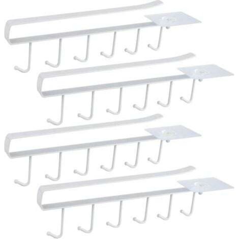 [JAMAIS UTILISÉ] Blanc Lot de 4 Armoire Insert Porte-Tasses Porte-gobelet pour 6 Tasses Crochets de rangement pour Tasses Rangement Crochets pour Ustensiles de Cuisin (1/4)