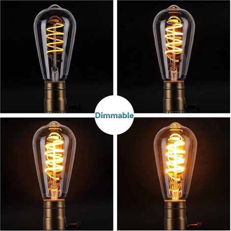 Vintage Edison Ampoule E27 LED ST64, Spirale Flexible Courbé LED Filament Ampoule Décorative Antique Blanc Chaud , 40W Équivalent (1/3)