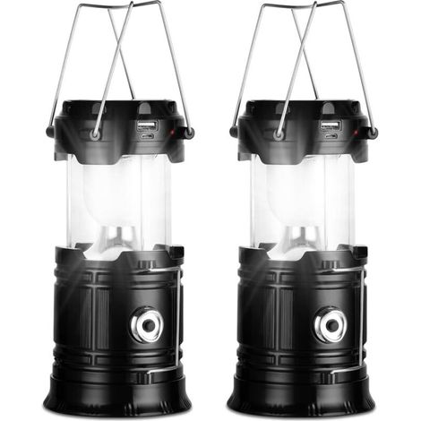 Solar-Campinglaterne, 2er-Pack Outdoor-Taschenlampe, tragbare wasserdichte Campinglampe IP54 (1/4)