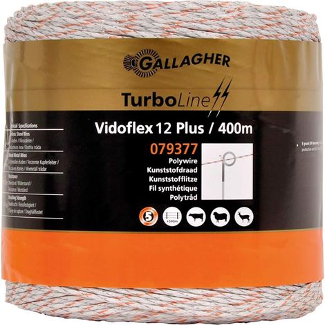 Filo Vidoflex TurboLine Plus 12 Gallagher bianco 3 mm x 400 m per bestiame, pecore, maiali,cervi