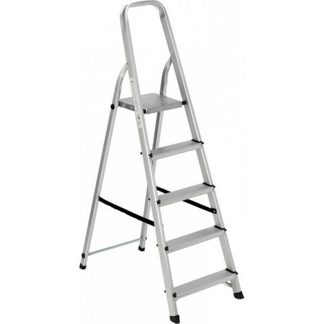 Scala in alluminio 5 gradini antiscivolo 91x45x150h Fredi Revete