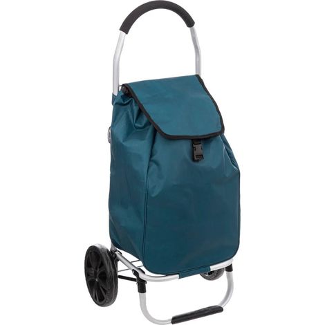 Chariot de courses pliable à 2 roues modernes de couleur bleu perle - 5five