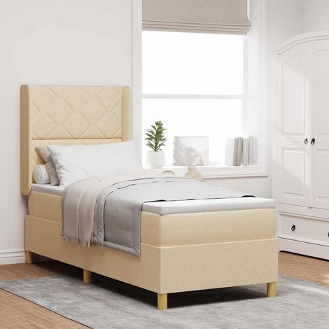vidaXL Lit à ressorts avec bandes LED Crème 80 x 200 cm tissu (1/5)