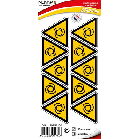 Planche 10 Stickers Triangle 50mm - Danger démarrage automatique - 4252131
