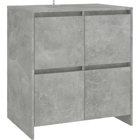 Lot de 2 Buffets Bas en Bois d'Ingénierie avec Finition Béton Gris, Meuble de Rangement Moderne pour Salon et Entrée (1/5)
