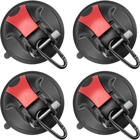 Lot de 4 crochets à ventouse robustes pour camping, voiture, camping-car et fenêtre - Camping (1/4)