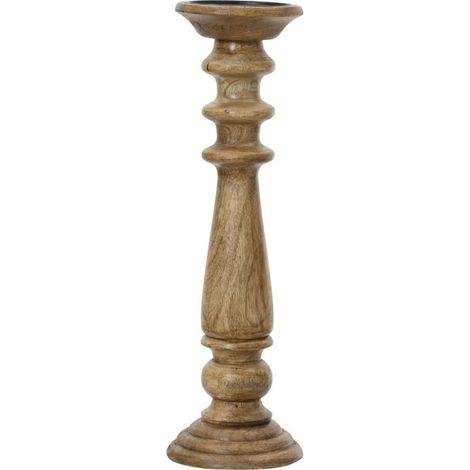 Candelabro in legno di mango naturale 15 × 15 × H46 cm
