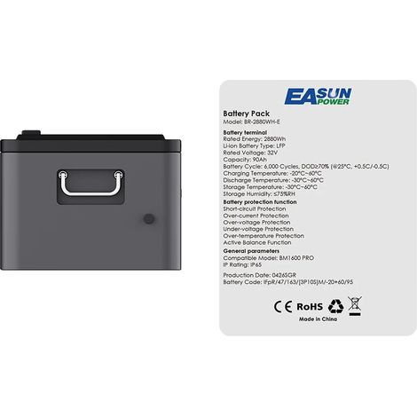 Inversor solar, control mediante aplicación inteligente, soporte para baterías en paralelo, batería de 2880 Wh. (1/2)