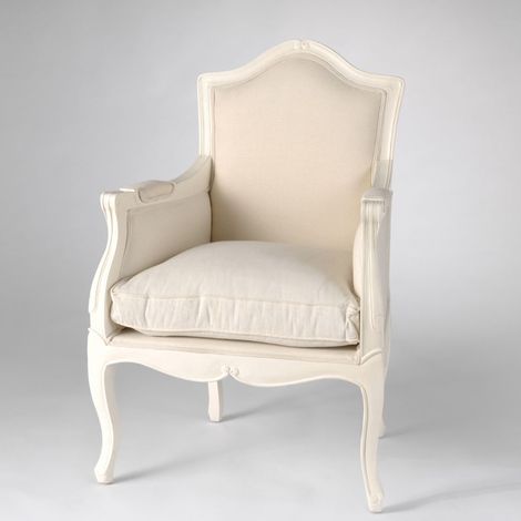 Amadeus - Fauteuil en tissu blanc et acajou Apolline
