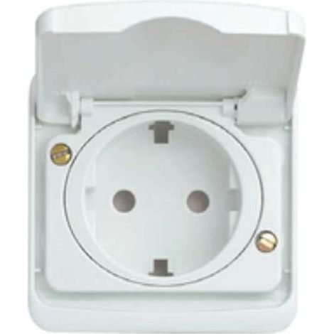 Tapa base schuko con tapa Blanco Alpino Serie Arco Estanco 8788BA de Niessen (1/3)
