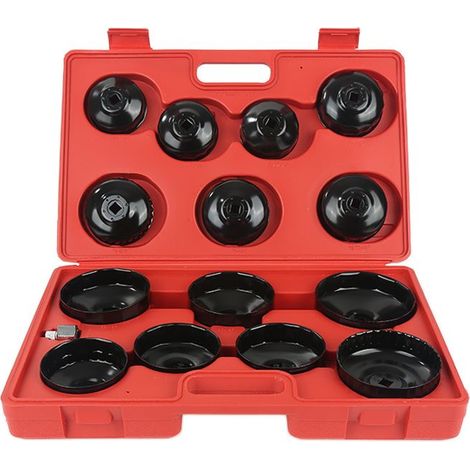14 pièces clés de filtres à huile Kit Clé Coiffe Pr Filtre À Huile Boîte À Outil Cloche Voiture Démontage (1/5)