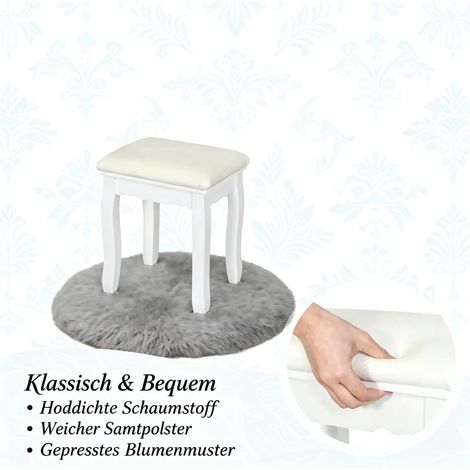 Tabouret de coiffure rembourré, siège de maquillage élégant, repose-pieds pour chambre, pouf de toilette moelleux, tabouret de piano multifonction (livré avec 1 tabouret de coiffeuse uniquement) (1/4)