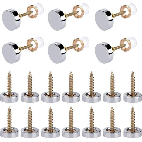 Vis de Miroir avec les Capuchons Rondelles Décoratif Vis Couvercle Cap Clous Chrome Poli Décoratif Vis pour Bain Penderies Miroir Décoration de Placard 16mm 20 Pièces (1/5)