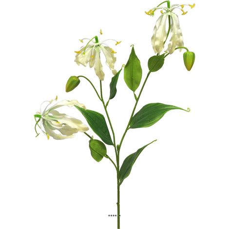 Fleur artificielle de Lys Gloriosa Crème H 80 cm L 28 cm &ndash Tige flexible et réaliste - couleur: Crème (1/3)