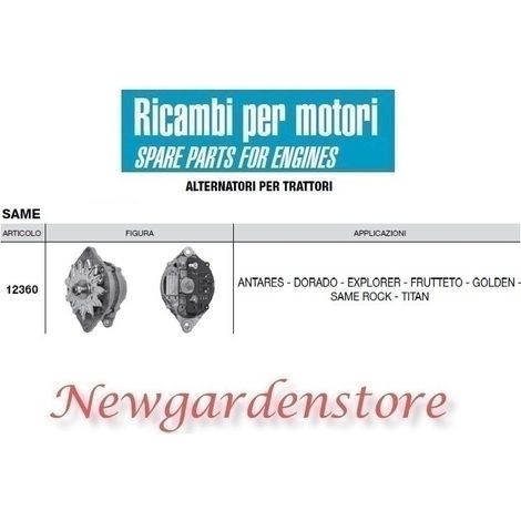 Alternatore 12360 SAME trattore motore DORADO EXPLORER GOLDEN 14volt 65 ampere
