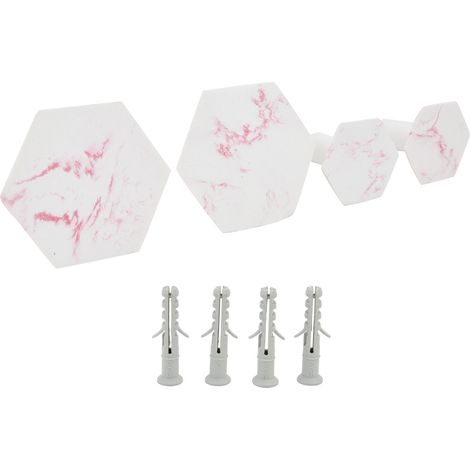 Lot de 4 crochets muraux hexagonaux décoratifs modernes à motif marbre pour porte de chambre ou maison (1/5)