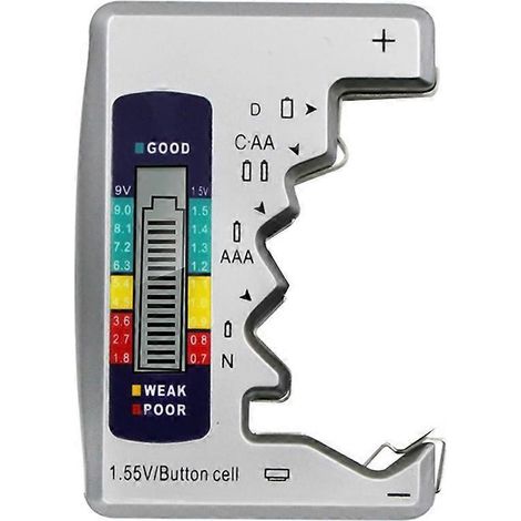 Digitales Batterietestgerät, tragbares Batterietestgerät für Zuhause, Outdoor und Geschäft (Silber)-9.2X6.3cm-Silver (1/3)