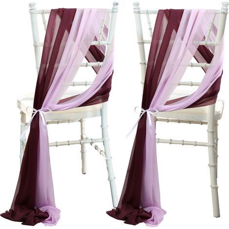 Cintas para sillas de boda A6 – Decoraciones dobles hechas de hilo y cinta de poliéster, 8 pares – 25 x 250 cm (1/5)