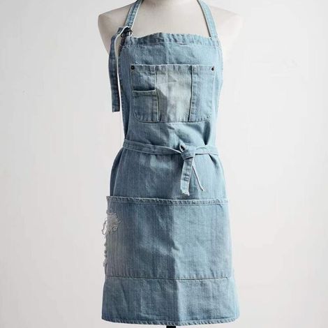 Verstellbare Küchenschürze aus Baumwoll-Denim mit Taschen (1/5)