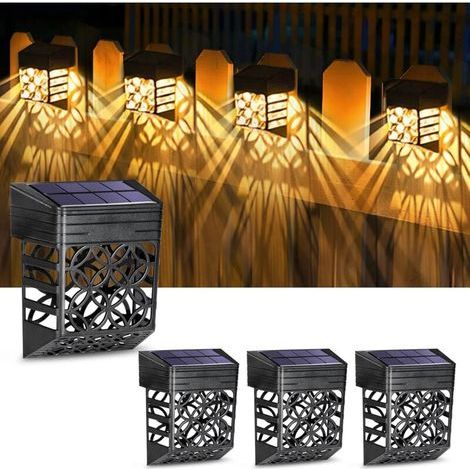 Lntyq Lampe de Clôture Solaire, 4 Pièces Lampe Solaire Extérieur Jardin IP55 Étanche Éclairage Mural d'Extérieur Blanc Chaud Motif Exquis Solaire LED extérieur Pour Jardin Terrasse Cour Pelouse Allée (1/5)
