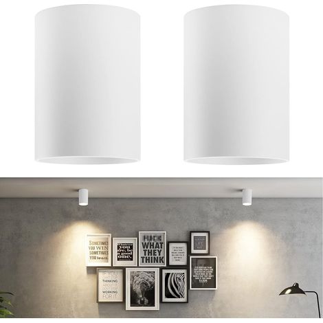 2 Spots Plafonnier Blanc Saillie GU10, Projecteur Plafond Rond Aluminium Moderne pour Salon, Cuisine, Couloir, Chambre, 10,5 x 14,6 cm, Ampoule Exclue (1/5)