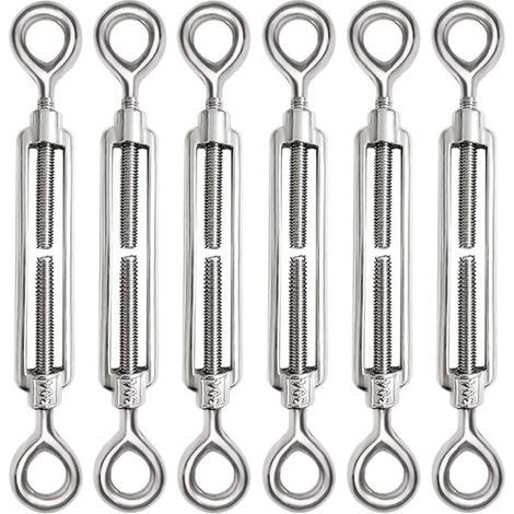 6 Pièces Tendeur Cable M6 Tendeur Cable Inox 304 Réglable Oeil de Ridoir et Oeil pour Tendeur de Fil Cable Acier Corde Crochet Tendeur Accessoires (1/5)