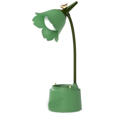 BUNTHAUS (Vert) Lampe de bureau LED pour enfants, lampe de bureau rechargeable USB fleur et oiseau, lampe de lecture avec capteur dimmable et tactile, lampe de décoration de chambre (1/5)