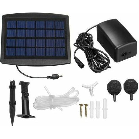 Solarbetriebene Teichsauerstoffpumpe mit Blasenverteiler. (1/5)