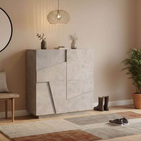 Dmora Scarpiera moderna, Made in Italy, a 2 ante, Portascarpe da ingresso, Mobile multiuso, cm 81x38h86, colore Grigio Ardesia con dettaglio, con imballo rinforzato (1/5)