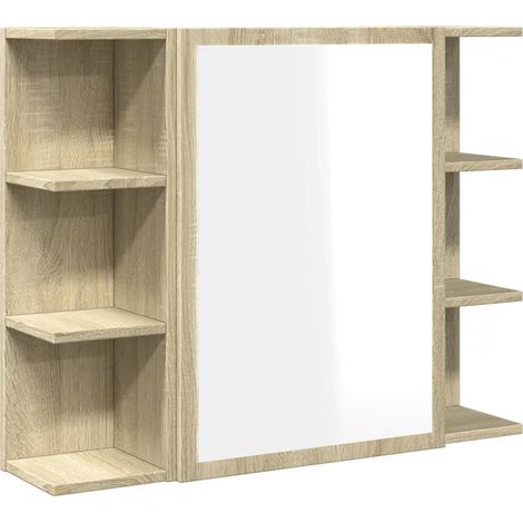 Armario de baño con espejo de diseño práctico y espacio de almacenamiento 80 x 20 x 64 cm fabricado en madera de roble Sonoma 020049683 (1/5)