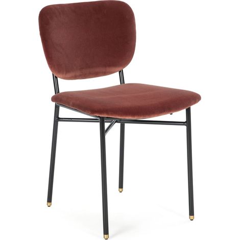 Chaise 54x48x84 Métal Noir/Velours Rouge (1/3)