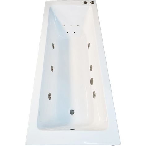 Whirlpool Spa Bath with Brushed Brass Jets 1700mm x 700mm Square Style Siera, 6 Jets