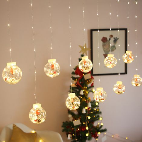 LED-Vorhangleuchte, Kupferdraht, Wunschkugel, Weihnachtsmann-Dekorationslicht, Weihnachtsbaumlicht (warmweiß) (1/4)