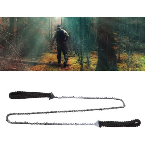 Scie à chaîne manuelle pour l'élagage d'arbres, 64 maillons, 31 lames, 3/8", 48 pouces de portée, avec corde en paracorde noire (1/5)
