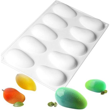 Moule en silicone mangue 3D, adapté pour mousse, dessert fruité français, pâtisserie, chocolat, glace et décoration de gâteau, 10 alvéoles (1/5)