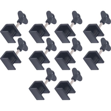 Set mit 10 Einloch-Fensterschlössern inklusive Inbusschlüssel, vertikal und horizontal verstellbar, schwarzes Sicherheitsset (1/5)