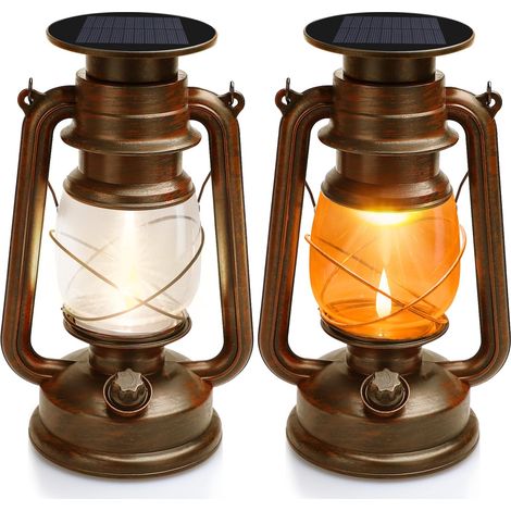 Lanterne Solaire Extérieure, 2 Pièces Lampe Tempete Solaire, Lanterne Solaire Jardin, Lampe Tempete Led, Deux Modes D'éclairage,Lanterne Decorative étanches pour le Porche,Terrasse,Cour,Jardin,Camping (1/5)