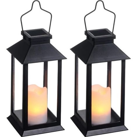 2 lampes solaires extérieures de jardin, lanternes solaires extérieures avec bougies LED sans flamme, lampes solaires LED décoratives (1/5)