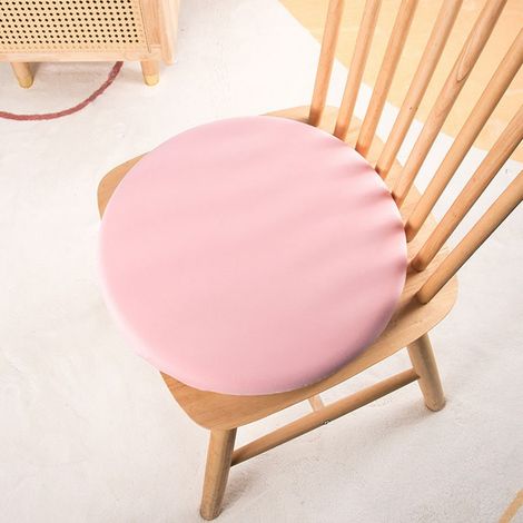 Coussin de siège rond mémoire avec housse lavable et antidérapant, hautement élastique, couleur rose, dimensions 35x35x3.5cm (1/5)