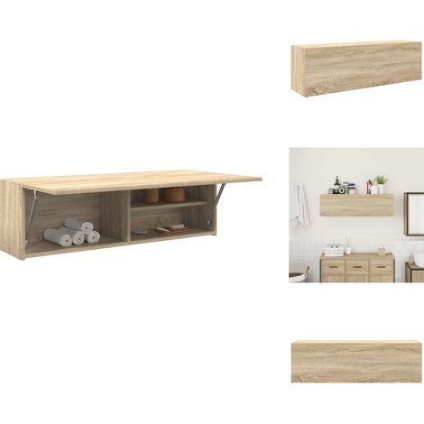 Bad-Wandschrank Sonoma-Eiche 100x25x30 cm Holzwerkstoff - Bad-Wandschrank - Bad-Wandschränke - Bad-Hängeschrank - Hängeschrank Bad (1/5)