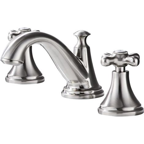 Grifo de lavabo de baño de doble manija - Galvanizado - Grifo de control de agua fría y caliente de dos piezas - Plateado (1/4)