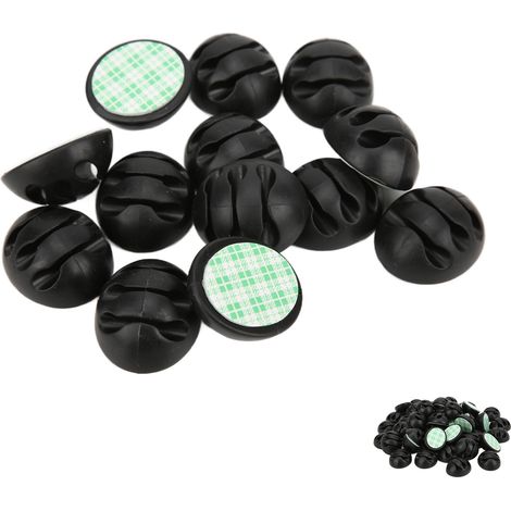 Packung mit 50 schwarzen Silikon-Kabelclips mit 3 Löchern und korrosionsbeständigem Klebstoff, Kabelorganisator für optimales Kabelmanagement (1/5)