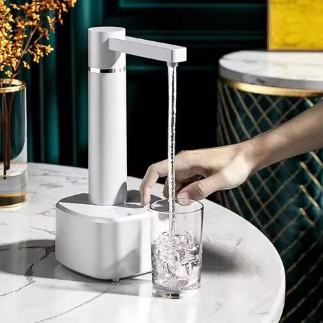 Distributeur d'eau électrique de table avec pompe grande capacité, pompe rechargeable pour bouteille d'eau, distributeur automatique blanc (1/4)