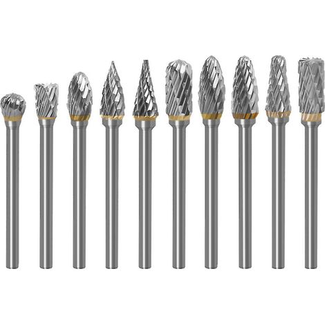 jeu De Fraises Rotatives Acier Carbure De Tungstne Double Tranchant Pour Outil Rotatif, 10 Pices Tige 1/8 Pour Bricolage, Sculpture Sur Bois, Poli (1/5)