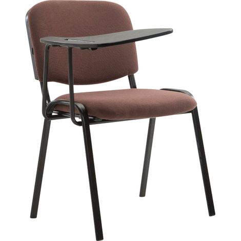 Sedia visitatore area attesa con tavolino pieghevole in tessuto marrone, base a 4 gambe in metallo 100002772