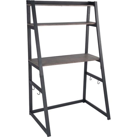 Scrivania Tavolo Porta Pc Computer Legno e Metallo 90x60x150 Casa Ufficio Nero